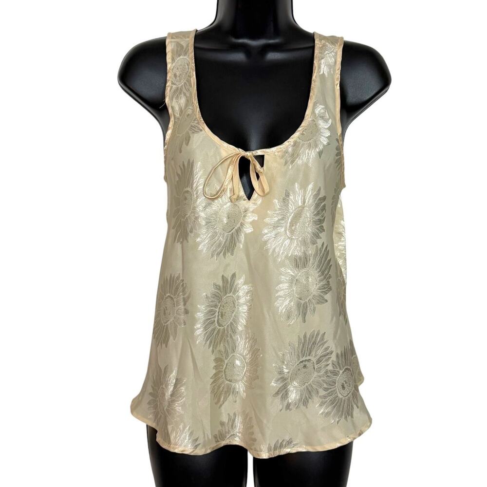 VTG Y2K Victoria's Secret Yellow Jacquard Sunflower Cami Tank Top Women M
